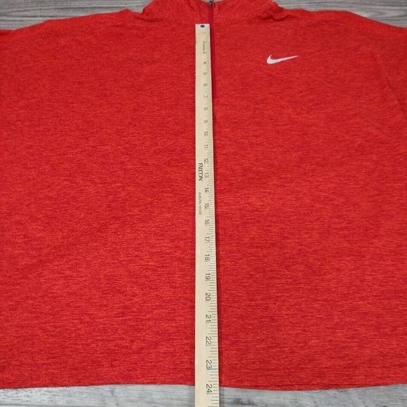 Nike Dri Fit Long Sleeve  Shirt Size 2XL Quarter Zip Red Running Pullover Light - Picture 4 of 10